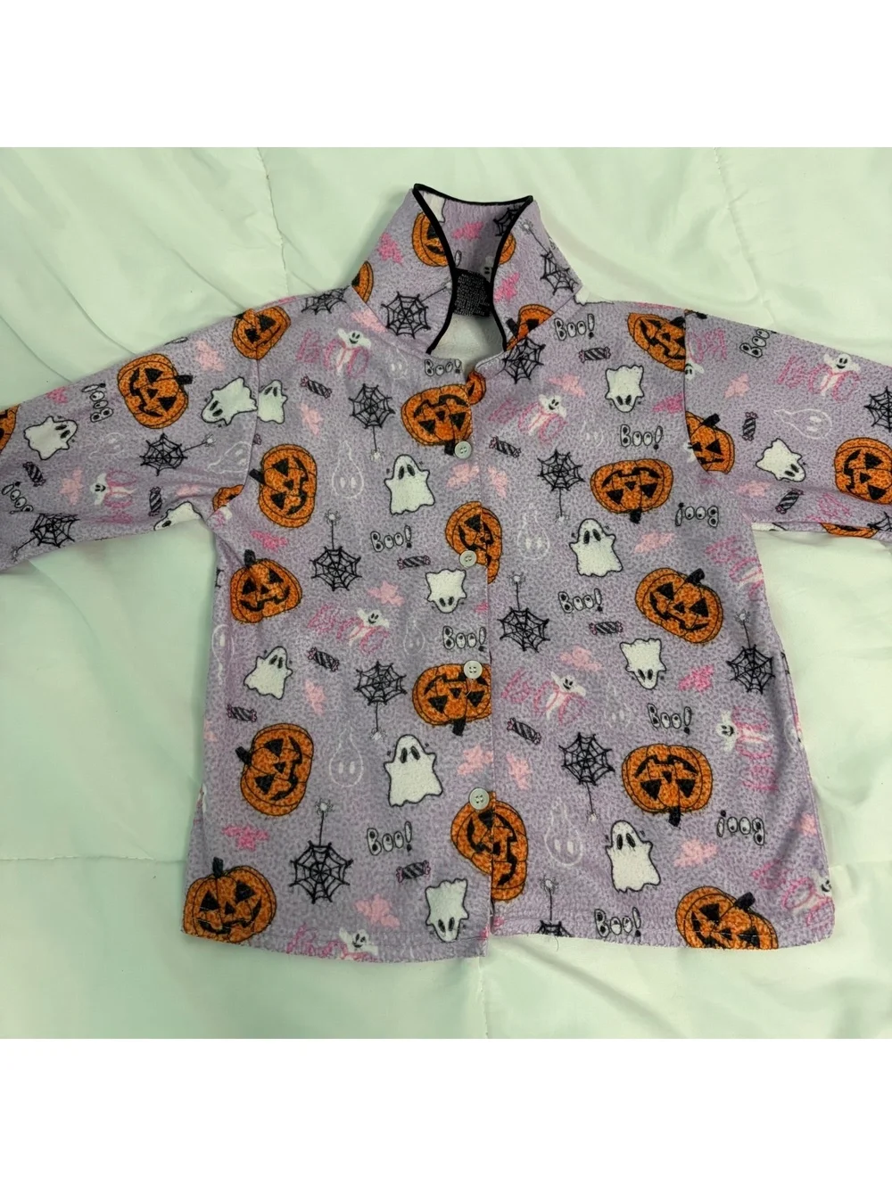 vintage y2k 2000s halloween 2 piece pajama set pumpkins ghost size 4/5 lavender